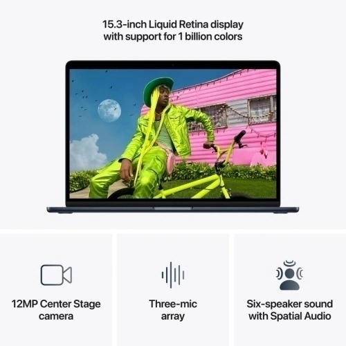 Laptop Apple MacBook Air 15 with Liquid Retina (2026) Z1LY000D4, Apple M5 10-core, 15.3 inch, RAM 32GB, SSD 2TB, Apple M5 10-core Graphics, Int KB, macOS, Midnight - Imagine 5