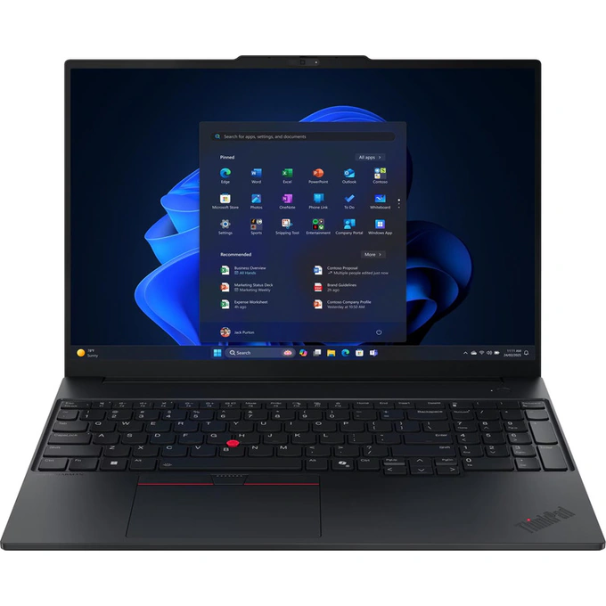 Laptop Lenovo 16inch ThinkPad E16 Gen 3 21SR004MRI, WUXGA IPS, Procesor Intel® Core™ Ultra 5 225U, 32GB DDR5, 1TB SSD, Intel Graphics, Windows 11 Pro, Black - Imagine 1