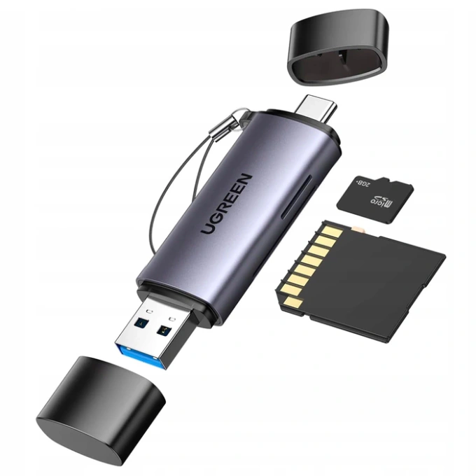 Card reader UGREEN CM185, SD, micro SD, dual USB-A + USB-C - Imagine 1