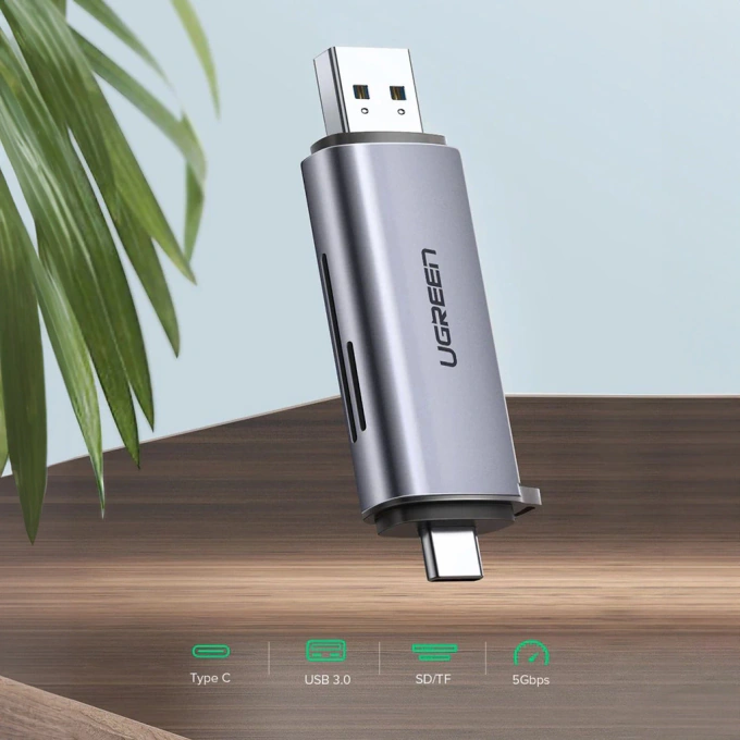 Card reader UGREEN CM185, SD, micro SD, dual USB-A + USB-C - Imagine 6