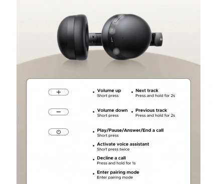 Casti wireless UGREEN HiTune Max 2 HP205, Multipoint, A2DP, ANC, Negru - Imagine 4