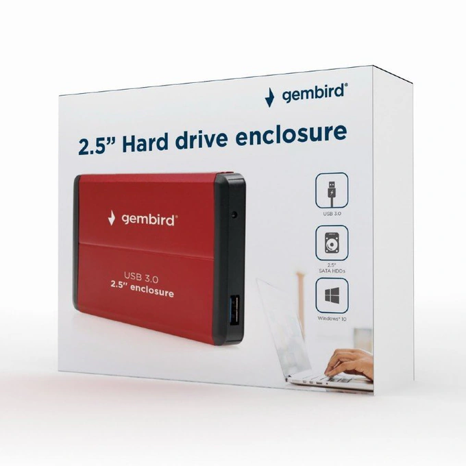 Rack HDD Gembird EE2-U3S-2-R, SATA-USB3.0, 2.5inch, Red/Black - Imagine 3