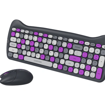 Kit tastatură + mouse wireless CANYON Kitty Edition, violet CNS-HSETW6VT - Imagine 3