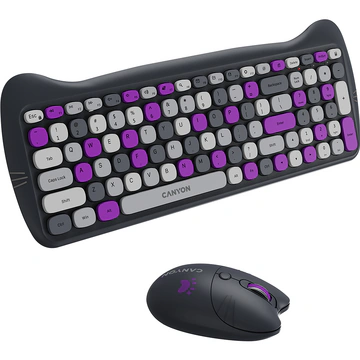 Kit tastatură + mouse wireless CANYON Kitty Edition, violet CNS-HSETW6VT - Imagine 4
