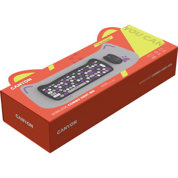 Kit tastatură + mouse wireless CANYON Kitty Edition, violet CNS-HSETW6VT - Imagine 6