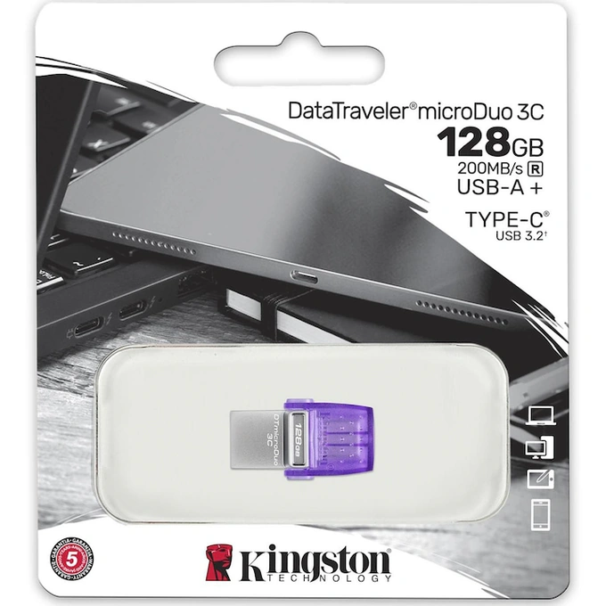 Memorie USB KINGSTON 128GB dual USB-A + USB-C - Imagine 3