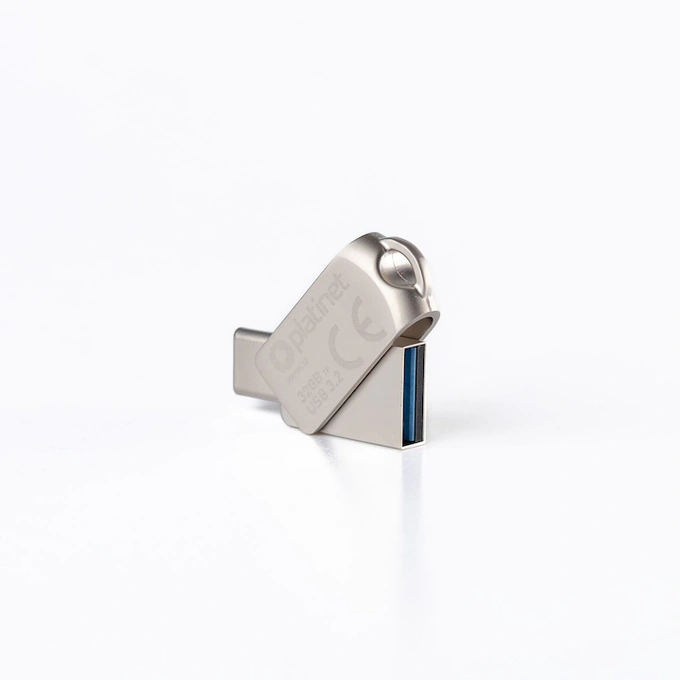 Memorie USB PLATINET PMFMC32, 32 GB, USB A - USB-C, Argintiu - Imagine 2