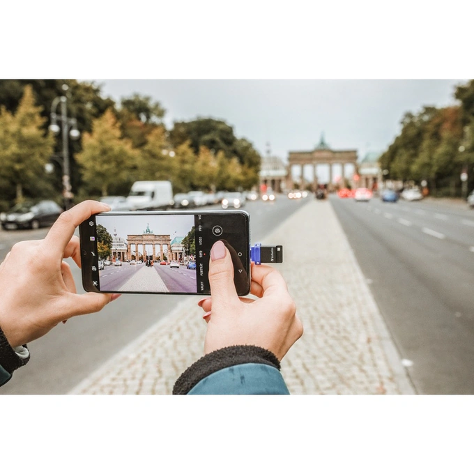 Memorie USB VERBATIM 49967, USB-A + USB-C, 64 GB, Albastru - Imagine 4