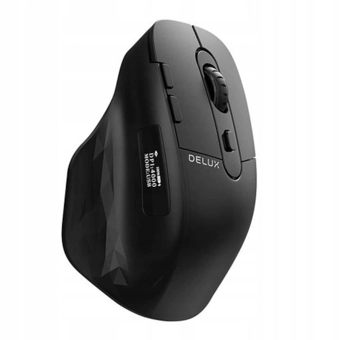 Mouse ergonomic Delux M912DB Wireless & Bluetooth 2.4G, negru - Imagine 3