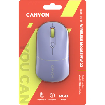 Mouse wireless și Bluetooth Canyon MW-22 Mountain Lavender - Imagine 6