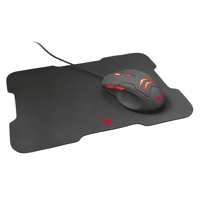 Set Mouse Gaming VARR VSETMPX4 3200dpi + Mousepad, Negru/Rosu - Imagine 1