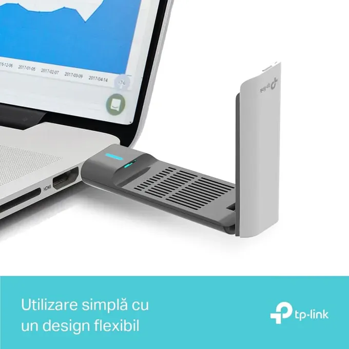 Adaptor USB Wireless TP-LINK ARCHER TX50UH, Wi-Fi 6, Dual Band 2402 + 574 Mbps, Gri/Negru - Imagine 5