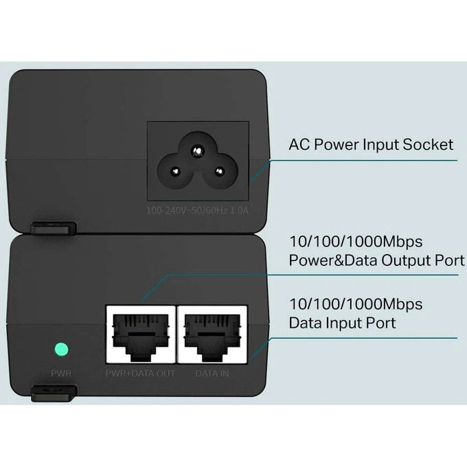 TP-LINK Injector PoE TP-LINK TL-POE160S, Gigabit, 30W, Plug and Play, Black - IT-Fashion.ro