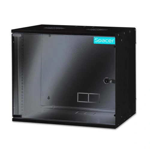 Rack SPACER SPCW-9U-BK wall-mounted, 19inch, 9U, Black - Imagine 1