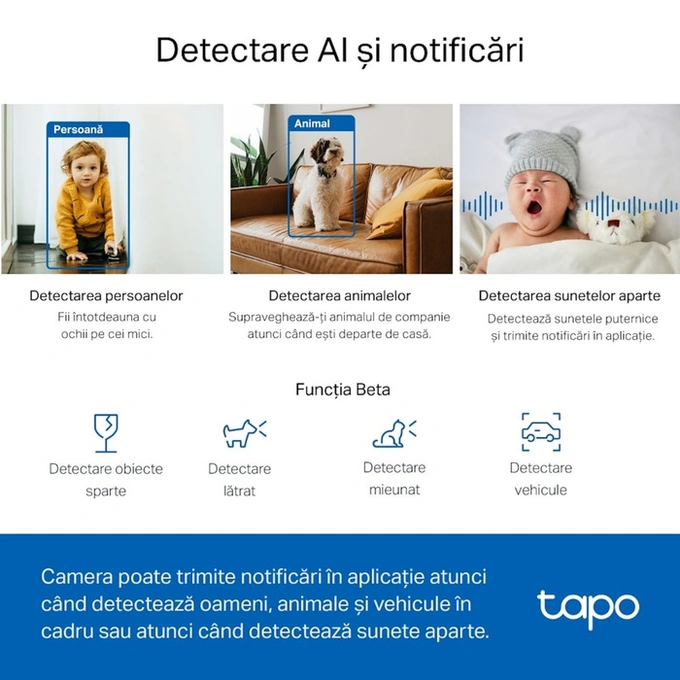 Camera de supraveghere smart / inteligenta Tapo C220, 4MP, 2K QHD, Wi-Fi, slot micro SD, microfon, difuzor, interior - Imagine 5