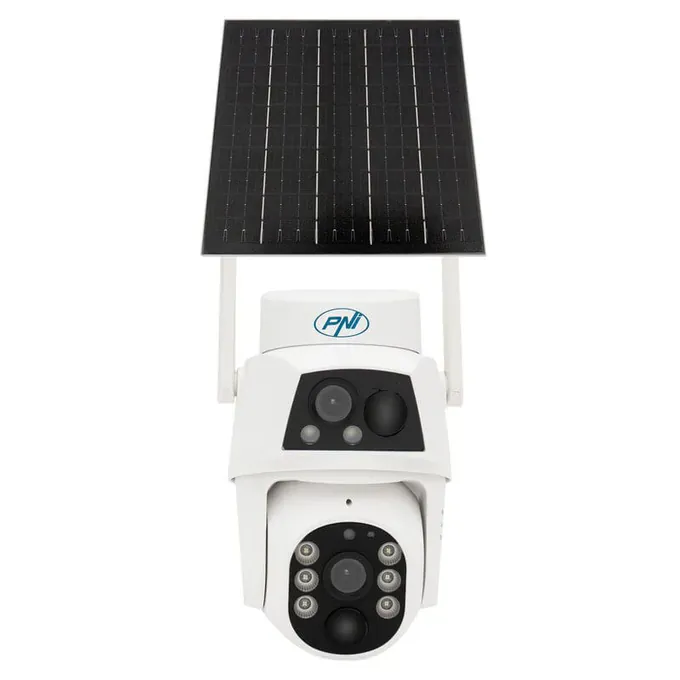Camera de supraveghere video PNI IP894 4G PTZ Dual Lens cu panou solar și acumulator - Imagine 1