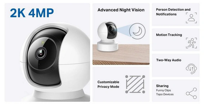 Camera de supraveghere Wireless TP-LINK Tapo C222, 2K 4MP QHD, Wi-Fi + RJ45, Starlight Night Vision, White - Imagine 4