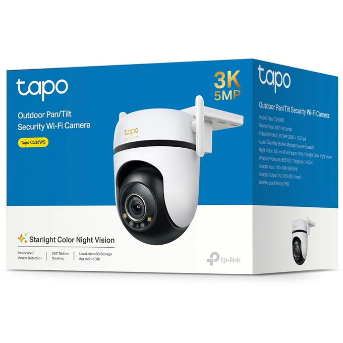 Camera IP Wireless exterior TP-LINK Tapo C530WS, 5MP, 1620 p, IP65, IR, Night Vision, alb - Imagine 4