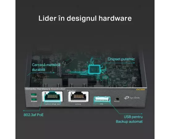Controller TP-LINK Omada Cloud OC200, 1 × Port USB 2.0, 1 × Port Micro USB, Black - Imagine 5