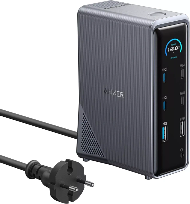 Docking Station ANKER Prime 737 A83B63A1 14-in-1, 160W, GaN, Interfata Smart, Negru - Imagine 1
