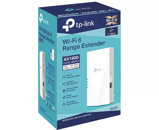 Range Extender TP-LINK RE600X AX1800, Wi-Fi 6, Dual-Band 574 + 1201 Mbps, Alb - Imagine 3