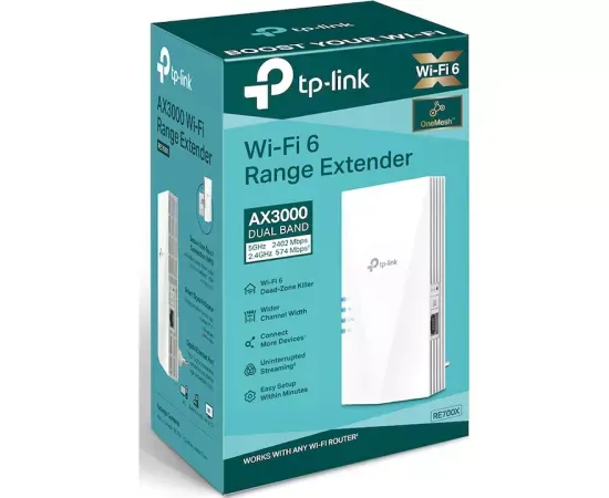 Range Extender TP-LINK RE700X, AX3000, Dual-Band Gigabit, Wi-Fi 6, Alb - Imagine 4