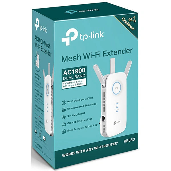 Wireless Range Extender TP-LINK RE550, Dual Band 600 + 1300 Mbps, White - Imagine 4
