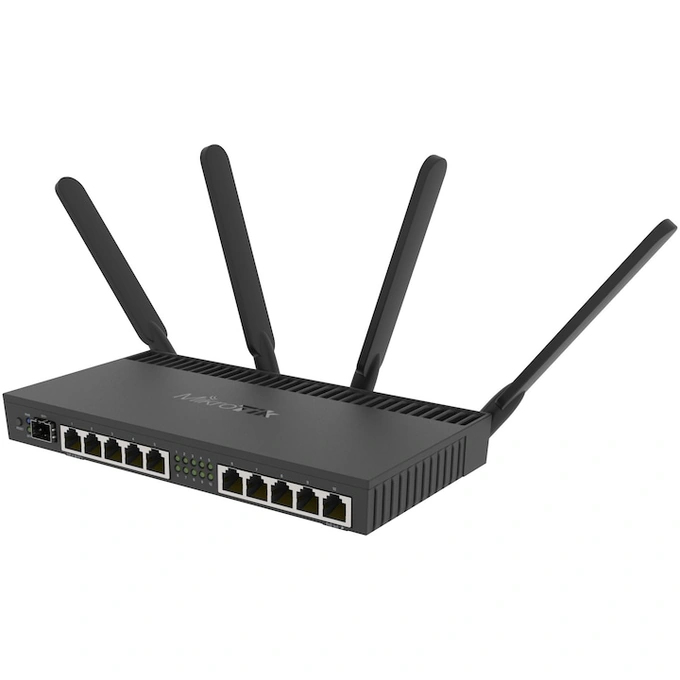 Mikrotik Router 10 x Gigabit, 1 x SFP+ 10Gbps, PoE IN/OUT, RouterOS L5, Wi-Fi, Mikrotik RB4011iGS+5HacQ2HnD-IN, Black - IT-Fashion.ro
