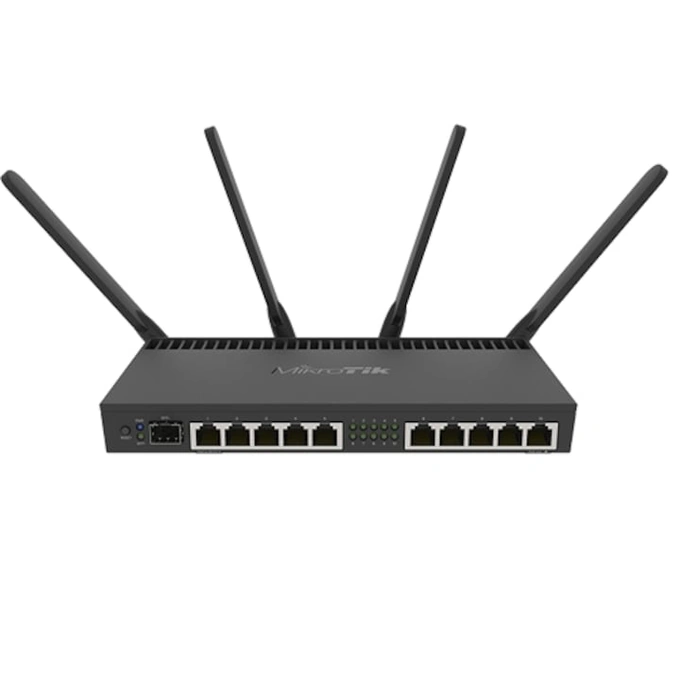 Router 10 x Gigabit, 1 x SFP+ 10Gbps, PoE IN/OUT, RouterOS L5, Wi-Fi, Mikrotik RB4011iGS+5HacQ2HnD-IN, Black - Imagine 5