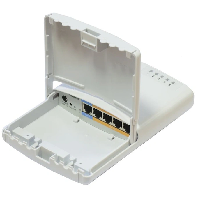 Mikrotik Router Ethernet, MIKROTIK PowerBox RB750P-PBR2, 5x10/100 Mbps, PoE in, PoE out, White - IT-Fashion.ro