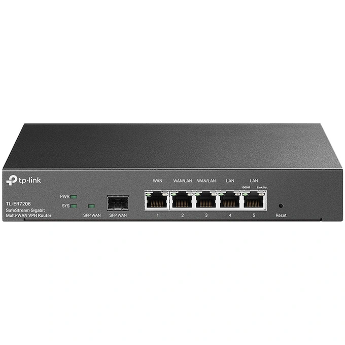 Router TP-LINK Gigabit ER7206, 1 WAN, 2 LAN, 2 WAN/LAN, 1 Gigabit SFP, Black - Imagine 1