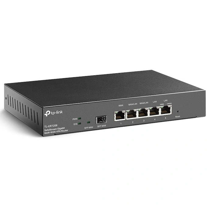 TP-LINK Router TP-LINK Gigabit ER7206, 1 WAN, 2 LAN, 2 WAN/LAN, 1 Gigabit SFP, Black - IT-Fashion.ro