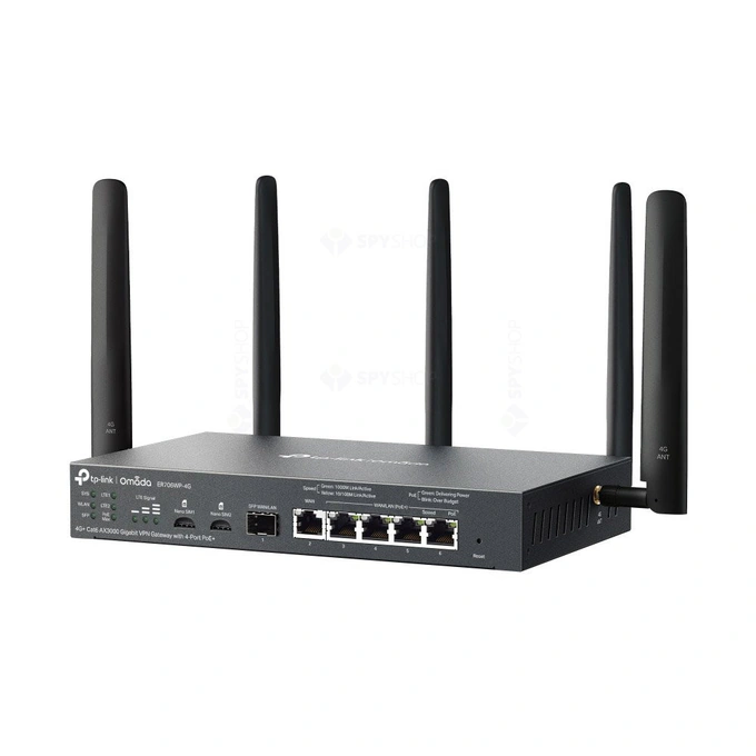 Router VPN 4G+Cat6 dual band TP-LINK ER706WP-4G, WiFi 6, 2.4/5 GHz, 2402 Mbps, Black - Imagine 1