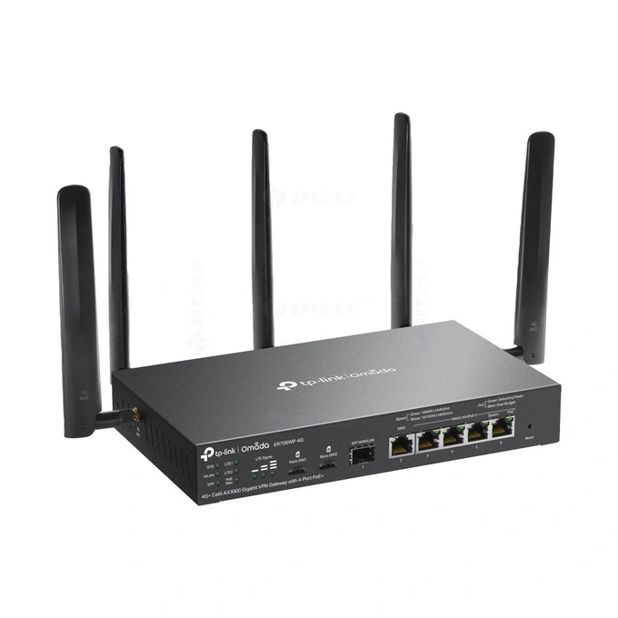 TP-LINK Router VPN 4G+Cat6 dual band TP-LINK ER706WP-4G, WiFi 6, 2.4/5 GHz, 2402 Mbps, Black - IT-Fashion.ro