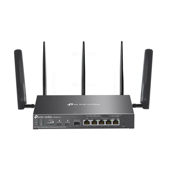 Router VPN 4G+Cat6 dual band TP-LINK ER706WP-4G, WiFi 6, 2.4/5 GHz, 2402 Mbps, Black - Imagine 3