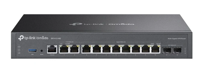 Router VPN Omada TP-LINK ER7412-M2, 2x porturi 2.5G RJ45, 10x porturi Gigabit WAN/LAN (2x SFP, 8x RJ45), 1x USB 3.0, Black - Imagine 1