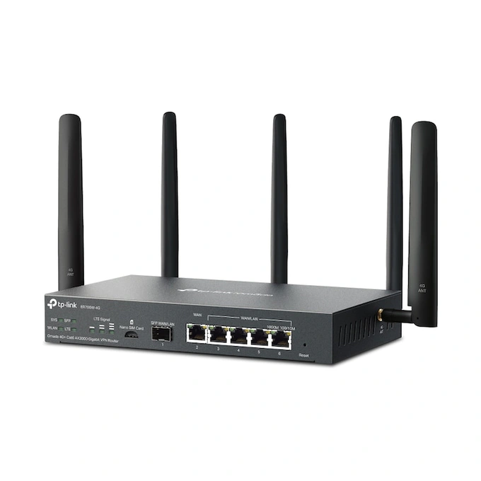 Router VPN Wireless TP-LINK ER706W-4G, AX3000, Multi-WAN, 4G+ Cat6, Omada Mesh, Wi-Fi 6, Black - Imagine 2