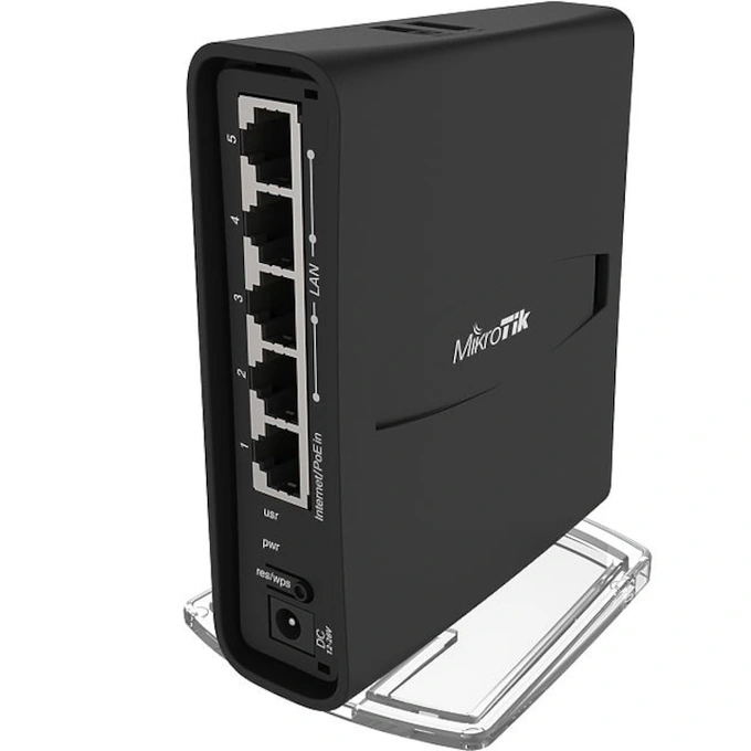 Router WiFi MIKROTIK hAP ac2 tower RBD52G-5HacD2HnD-TC, Dual Band, 5x RJ45 1000Mb/s, 1x USB, suport RouterOS, Black - Imagine 1
