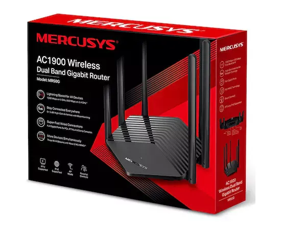 Router Wireless Gigabit MERCUSYS MR50G AC1900, Dual-Band 600 + 1300 Mpbs, negru - Imagine 3