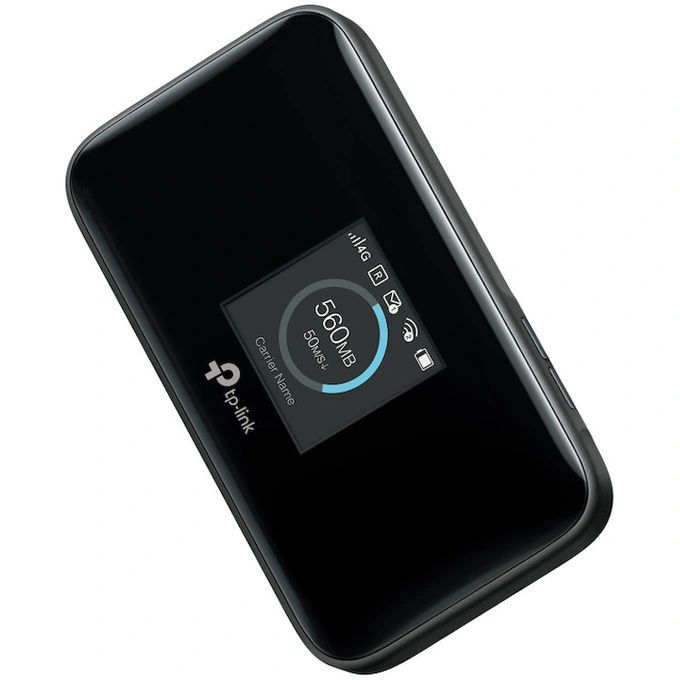 Router Wireless Portabil TP-LINK M7750 4G LTE, Cat 12 viteza pana la 600 Mbps, Micro SD, baterie 3280mAh, Black - Imagine 1