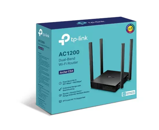 Router wireless TP-LINK Archer Archer C54 AC1200, Dual Band, Wi-Fi 5, 802.11 a/b/g/n/ac, 867 Mbps, Negru - Imagine 4