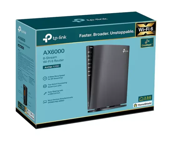 Router wireless TP-LINK Archer AX80 AX6000, Wi-Fi 6, Dual-Band, 802.11 a/b/g/n/ac/ax, 1148+4804 Mbps, Negru - Imagine 4
