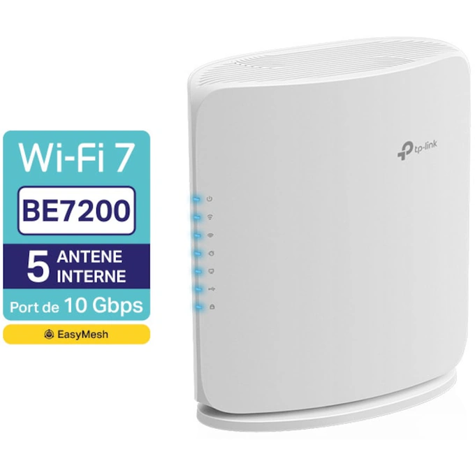 Router Wireless TP-LINK Archer BE450, BE7200, Dual-Band, Wi-Fi 7, MLO, Port 10G, Port 2.5G, port USB 3.0, HomeShield, EasyMesh, White - Imagine 3