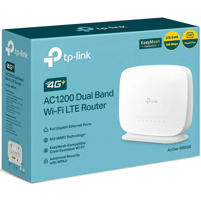 Router Wireless TP-LINK Archer MR505 4G+ Cat6, AC1200, Dual-Band, MU-MIMO, EasyMesh, White - Imagine 4