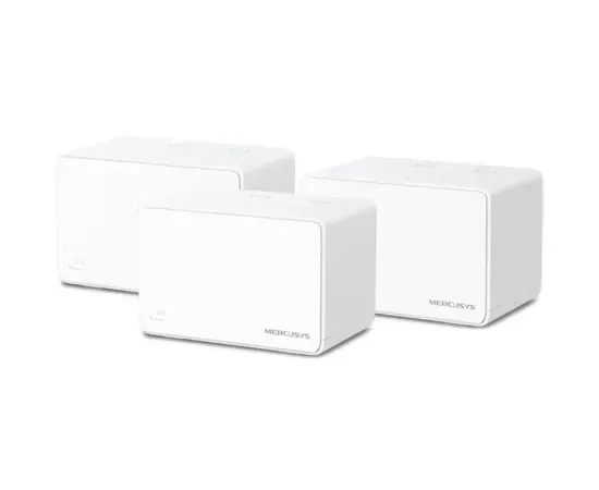 Sistem Mesh Wi-Fi MERCUSYS Halo H80X AX3000, 3-Pack, Wi-Fi 6, Dual-Band 574 + 2402 Mbps, Alb - Imagine 1