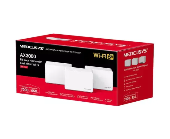 Sistem Mesh Wi-Fi MERCUSYS Halo H80X AX3000, 3-Pack, Wi-Fi 6, Dual-Band 574 + 2402 Mbps, Alb - Imagine 5
