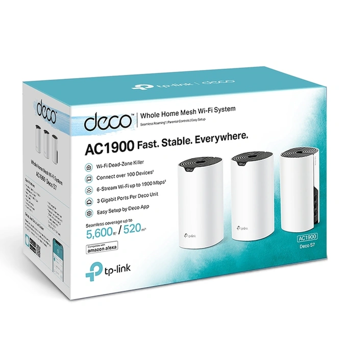 Sistem Mesh Wi-Fi TP-LINK Deco S7(3-pack), AC1900, Dual-Band, 3x3 MU-MIMO, White - Imagine 3