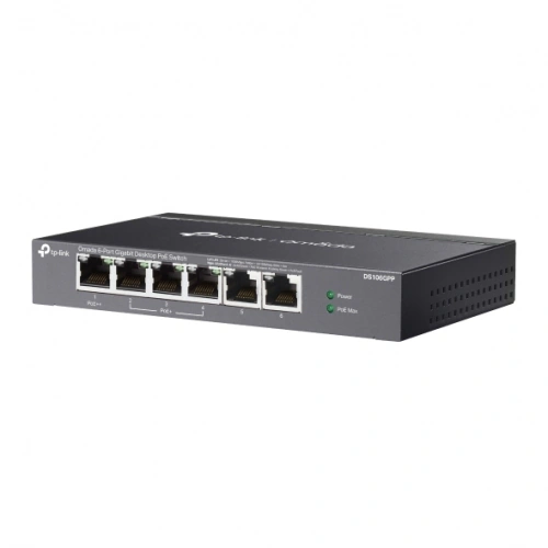 Switch TP-LINK DS106GPP, 6 porturi (3 PoE+, 1 PoE++), Black - Imagine 3