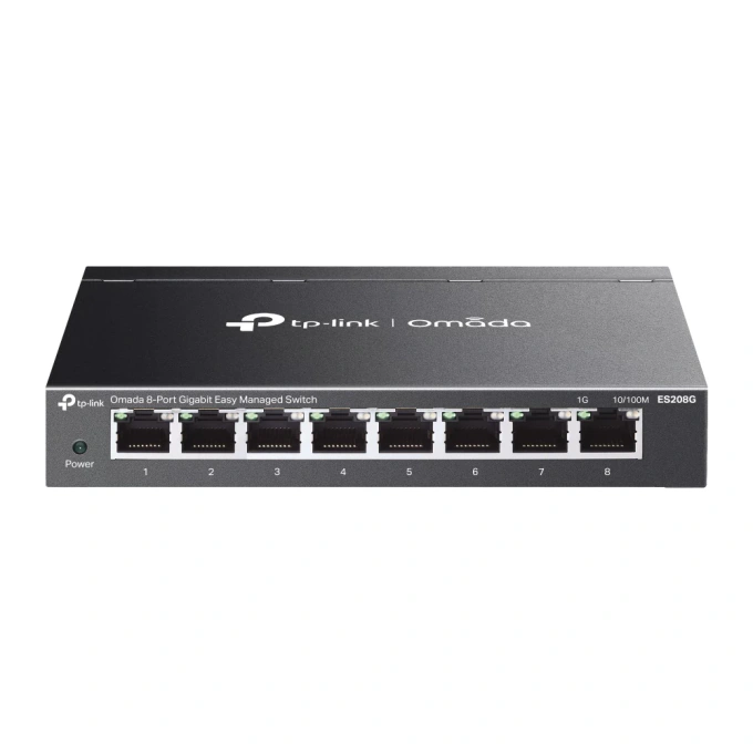 Switch TP-LINK ES208G, 8-Port Gigabit Easy Managed, Fanless, Black - Imagine 1
