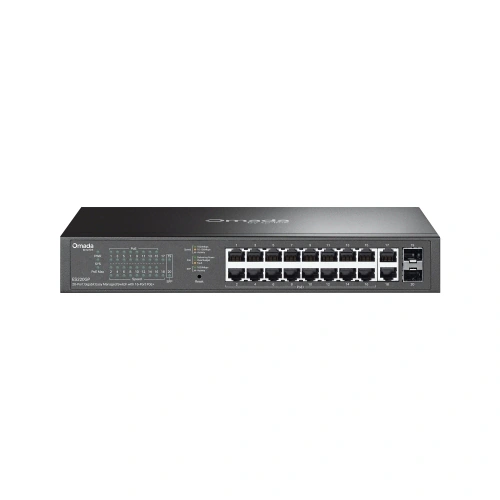 Switch TP-LINK ES220GP, 16-Port Gigabit PoE+ Switch with 2 SFP Slots, 150W, Black - Imagine 1